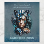 Wunderbarer Hybrid einer Frau und eines Panters Weinetikett (Einzelnes Label)