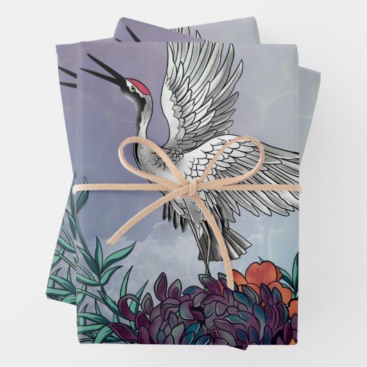 Wunderbarer Kran mit Blume Geschenkpapier Set (Beispiel)