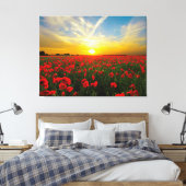 Wunderbarer Mohnfeld-Sonnenuntergang Leinwanddruck (Insitu (Schlafzimmer))
