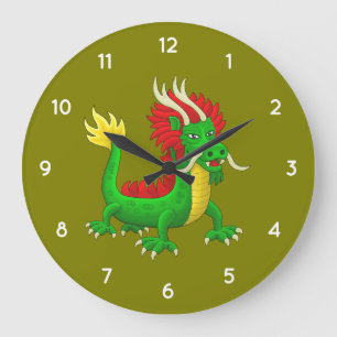Wunderbarer mythologischer chinesischer Drache Große Wanduhr