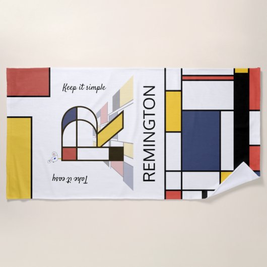 Wunderbarer Neoplastizismus Art Monogramm. Buchsta Strandtuch (Vorderseite)