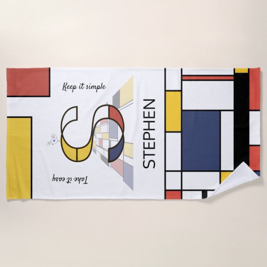 Wunderbarer Neoplastizismus Art Monogramm. Buchsta Strandtuch (Vorderseite)