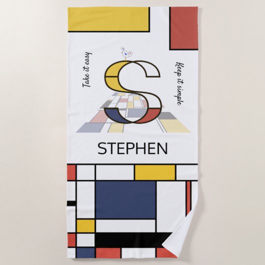 Wunderbarer Neoplastizismus Art Monogramm. Buchsta Strandtuch (Vorderseite)