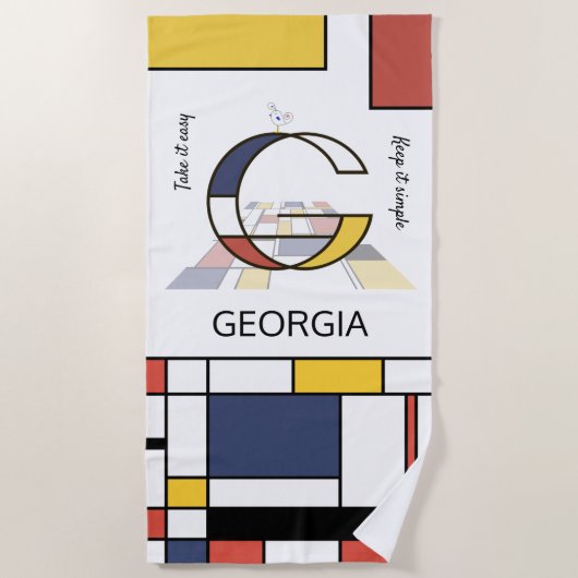 Wunderbarer Neoplastizismus Art Monogramm. Buchsta Strandtuch (Vorderseite)