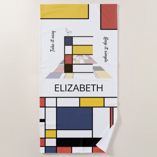 Wunderbarer Neoplastizismus Art Monogramm. Buchsta Strandtuch (Vorderseite)