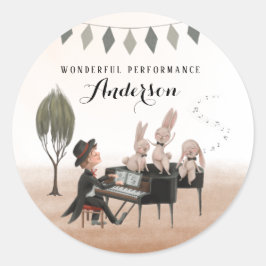 Wunderbarer Performance-Pianist-Sticker Runder Aufkleber