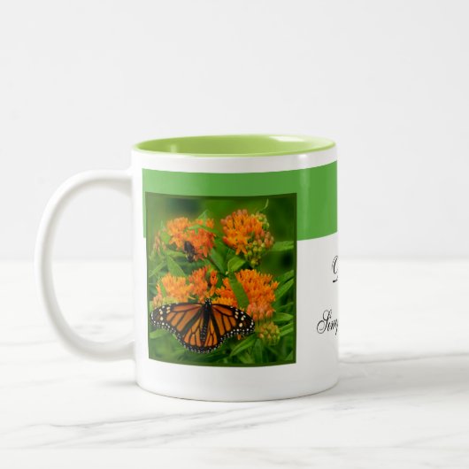 Wunderbarer Schmetterling Zweifarbige Tasse (Links)