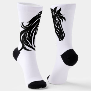 Wunderbarer schwarzer Pferdekopf Socken