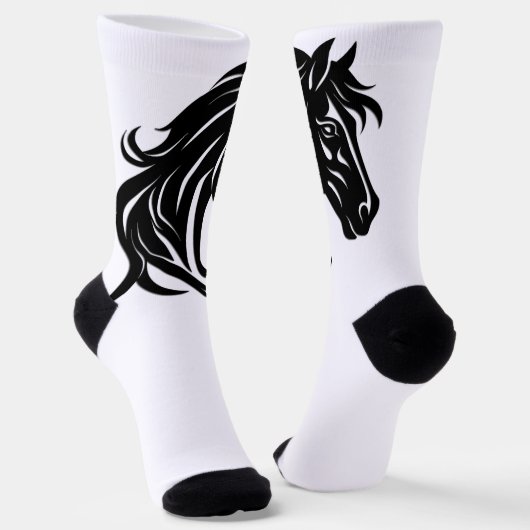 Wunderbarer schwarzer Pferdekopf Socken (Gewinkelt)