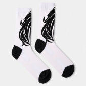Wunderbarer schwarzer Pferdekopf Socken (Rechts)
