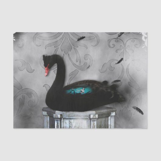 Wunderbarer schwarzer Schwan mit dunklem Meerjungf Seidenpapier (Vorderseite)