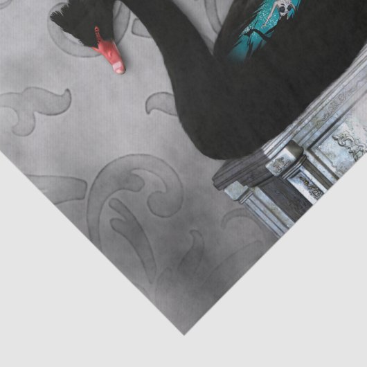 Wunderbarer schwarzer Schwan mit dunklem Meerjungf Seidenpapier (Ausschnitt)