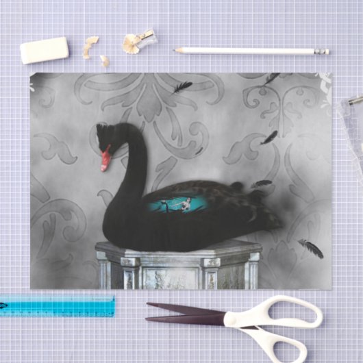 Wunderbarer schwarzer Schwan mit dunklem Meerjungf Seidenpapier (Handwerk)