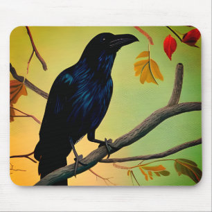 Wunderbarer Spaß raven auf dem Zweig Mousepad