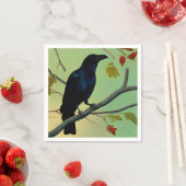 Wunderbarer Spaß raven auf dem Zweig Serviette (Beispiel)