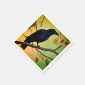 Wunderbarer Spaß raven auf dem Zweig Serviette (Ecke)