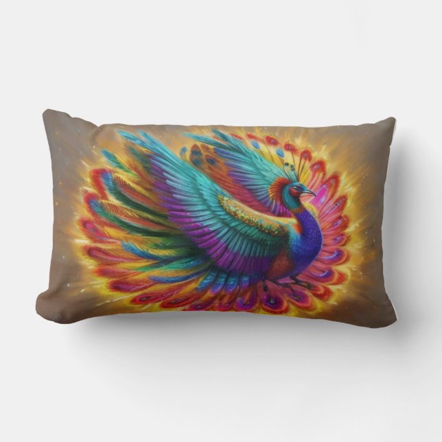 Wunderbarer Splendor Peacock Lendenkissen (Vorderseite)