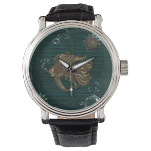 Wunderbarer Steampunkfisch. Armbanduhr