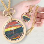 Wunderbarer Tag 1490 Necklace Watch Armbanduhr<br><div class="desc">Malerei "Wonderful Day 1490" Collection Personalize auf der Produktseite oder klicken Sie auf den "Anpassen" Button für weitere Designoptionen. Das Design aus meinem Gemälde "Wunderbarer Tag 1490" fängt das Ende eines schönen Tages ein und die Kinder entspannen sich auf dem warmen Sand nördlich des Hotels Krystal in Puerto Vallarta, Mexiko....</div>