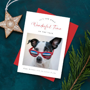 Wunderbarer Time Funny Dog Familie Weihnachten Rot