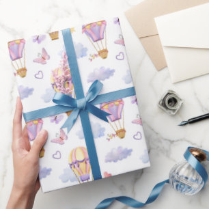 Wunderbarer Wasserfarben-Heißluftballon Geschenkpapier