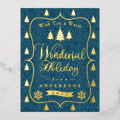 Wunderbarer Weihnachtsdunkel Aquamarin Folien Feiertagspostkarte (Vorderseite)