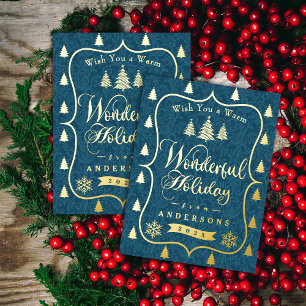 Wunderbarer Weihnachtsdunkel Aquamarin Folien Feiertagspostkarte