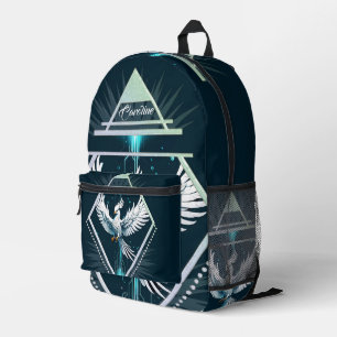 Wunderbarer weißer Fantasiephoenix. Bedruckter Rucksack