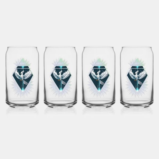 Wunderbarer weißer Fantasiephoenix. Dosenglas (Hinten)