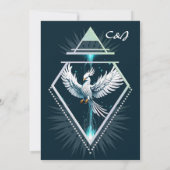 Wunderbarer weißer Fantasiephoenix. Einladung (Rückseite)