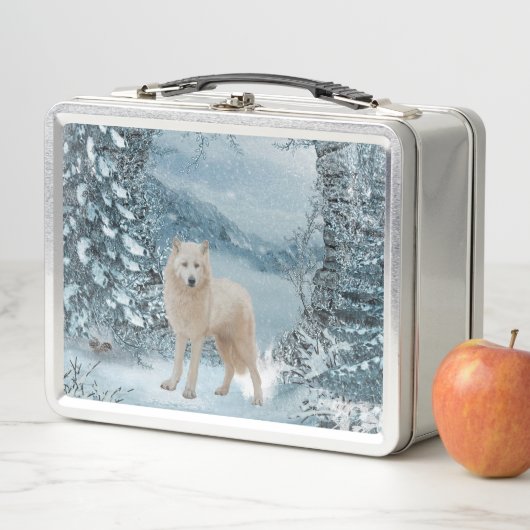 Wunderbarer weißer Wolf Metall Brotdose (Beispiel)