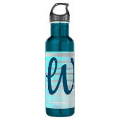Wunderbares Blau und Silber mit Monogramm Edelstahlflasche (Vorderseite)