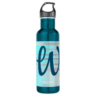 Wunderbares Blau und Silber mit Monogramm Edelstahlflasche
