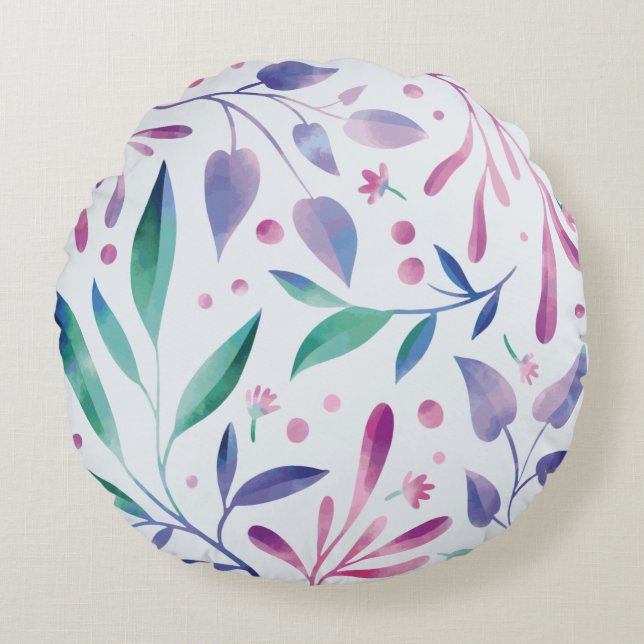 Wunderbares botanisches Blumendesign Rundes Kissen (Vorderseite)