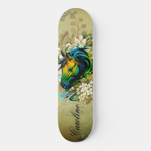 Wunderbares, farbiges Pferd Skateboard (Vorderseite)