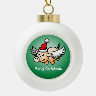 Wunderbares Fliegendes Schwein Keramik Kugel-Ornament
