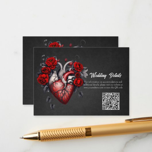 Wunderbares gotisches Viktorianisches Herz Begleitkarte (Vorderseite/Rückseite Beispiel)