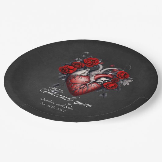 Wunderbares gotisches Viktorianisches Herz Pappteller (Schrägansicht)