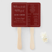 Wunderbares Hochzeitsprogramm Burgund Fächer (Vorne und Hinten)