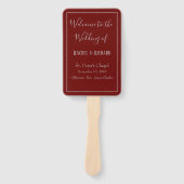 Wunderbares Hochzeitsprogramm Burgund Fächer (Vorderseite)