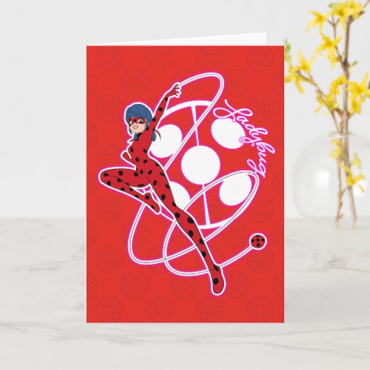 Wunderbares Ladybug-Abzeichen Karte (Gelbe Blume)