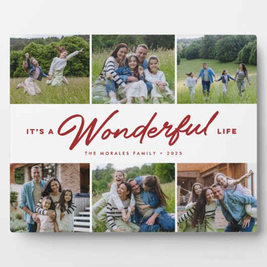 Wunderbares Leben dunkelrot - 6 Foto Familienkolle Fotoplatte (Vorderseite)