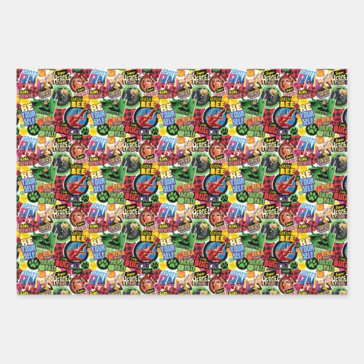 Wunderbares Muster für Superhelden Geschenkpapier Set (Vorderseite 3)