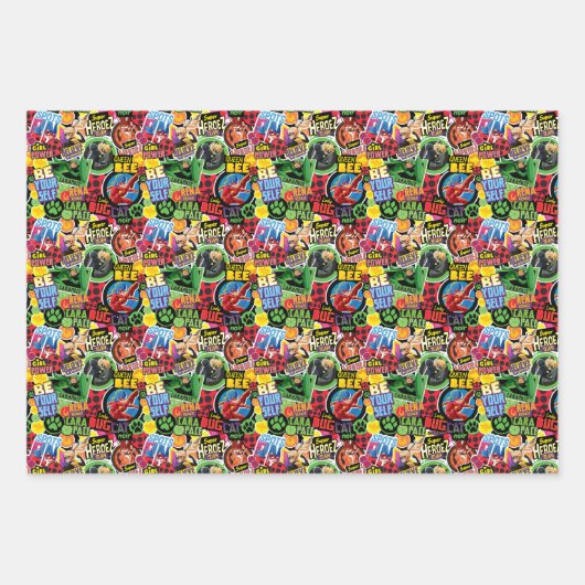 Wunderbares Muster für Superhelden Geschenkpapier Set (Vorderseite)