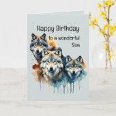 Wunderbares Son Birthday - Wolf und Pack Quote Karte (Gelbe Blume)