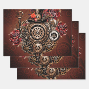Wunderbares Steampunk-Design Geschenkpapier Set