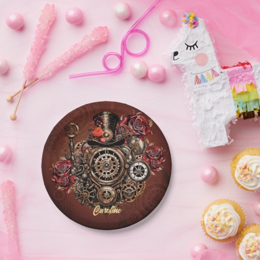 Wunderbares Steampunk-Design Pappteller (Party)
