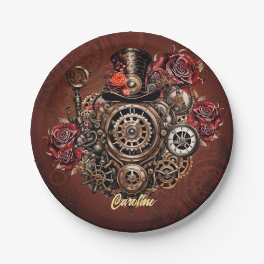 Wunderbares Steampunk-Design Pappteller (Vorderseite)