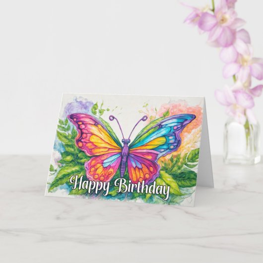 Wunderbares Tanzen Butterfly Happy Birthday Karte (Orchidee)