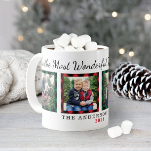 Wunderbarste Plaid-Foto-Weihnachten Kaffeetasse
